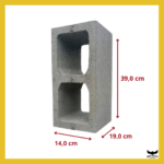 Bloco de Concreto Estrutural - Família 14 - medidas 14x19x39